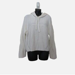 Rag & Bone size Large Sunny Cotton Hoodie Knit Pullover Sweater White Cropped
